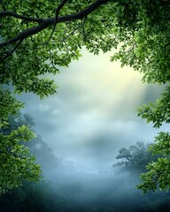 Wall Mural - a peaceful morning light shining through the sky, blending with the glow of life and release, symbol