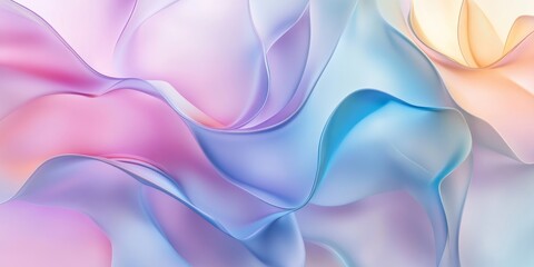 Wall Mural - Pastel glass waves. Soft flowing abstract design. Elegant background with serene colors