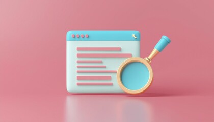 A colorful illustration of a search interface with a magnifying glass, symbolizing online research and exploration.