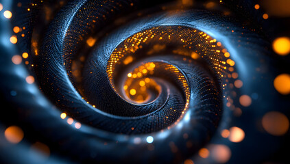 Poster - A mesmerizing swirl of blue and orange hues, creating a captivating vortex of light and motion in a digital universe.