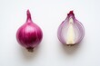 © Viam - Fresh whole half cut red onion on white background