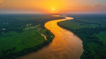 Canvas Print - Serene Sunset over Winding River