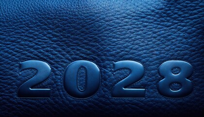 Wall Mural - Elegant Blue Leather Texture with 2028 Embossing