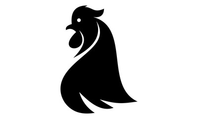 Wall Mural - black rooster head logo icon