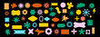 © Oleksandra - Y2k abstract groovy shape set, vector funky cute flower minimal sticker kit, wavy objects, stars. Brutal geometric frame, flat basic form, colorful futuristic design graphic. Brutalism groovy shapes