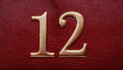 Wall Mural - Elegant Brass Number Twelve on Red Background