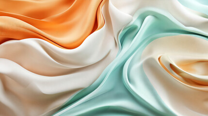 Wall Mural - Abstract Fabric Background with Orange, White, and Green Colors.