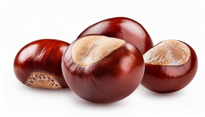 Wall Mural - Horse Chestnut isolated on white background.