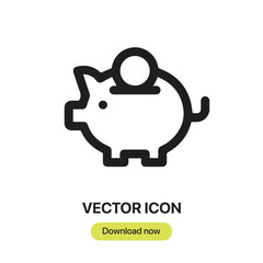 Fototapete - Piggy Bank icon vector. Linear-style sign for mobile concept and web design. Piggy Bank symbol illustration. Pixel vector graphics - Vector.	