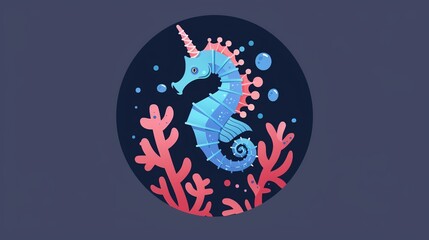 Sticker - Seahorse in an Underwater World