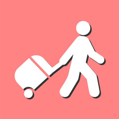 Sticker - Walking with Luggage Vector Icon