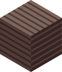 Poster - Dark brown cube forming a striped pattern with its isometric view