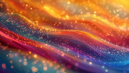 Poster - colorful abstract background with flowing waves of vibrant hues and sparkling light particles. perfe