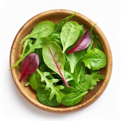 Wall Mural - Salad leaves mix with Spinach leaf With ruccola, radicho isolated on white background. Salad Collection top view, flat lay. Creative layout.