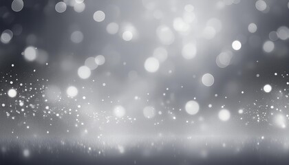 Poster - Silver lights Abstract Christmas background. Magic shining white dust. Holiday New year Glitter Defocused Background.