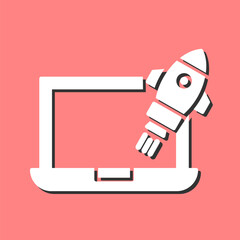 Sticker - illustration of a laptop with a startup