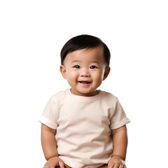 Wall Mural - A joyful portrait of a smiling Asian child isolated on a transparent background