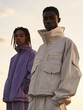 © danielle - A streetwear fashion campaign, African American male models and jackets, sky background