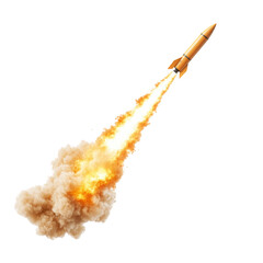 a dynamic rocket launching with vibrant flames and smoke, symbolizing speed, power, and innovation i