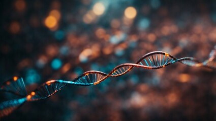Poster - DNA Double Helix:  A mesmerizing 3D illustration of a DNA double helix, showcasing the intricate structure of life's building blocks. The vibrant colors and intricate details evoke a sense of awe 