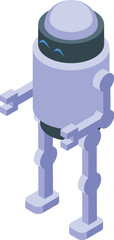 Poster - Illustration of a friendly robot standing and smiling, in isometric view