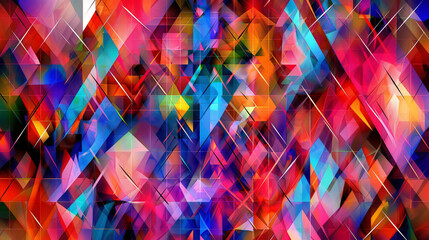 Fototapete - Vibrant geometric abstract background featuring overlapping shapes that evoke depth and intricacy