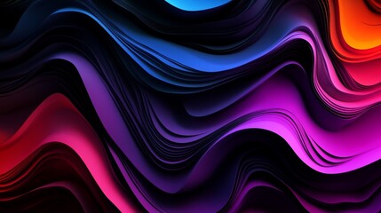 Poster - 3D render of abstract light emitter glass with iridescent holographic neon vibrant gradient wave texture. Ideal for banners, wallpapers, headers, posters, or covers.