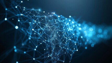 Poster - A plexus-style background with optical flares and plexus technology, a 3D rendering background, Data visualization, cyberspace big data technology, plexus-style background.