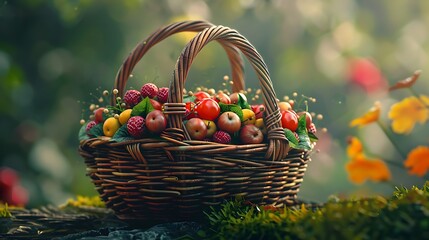 Realistic photo of basket with lots of Langsat inside with beautiful page background, 8k