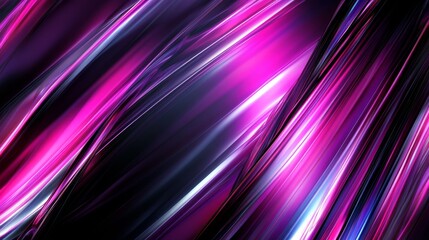 Poster - An abstract neon background with blue and pink neon lines and floor reflection in 3D