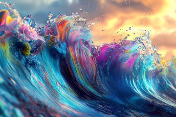 Wall Mural - Abstract Colorful Ocean Wave.