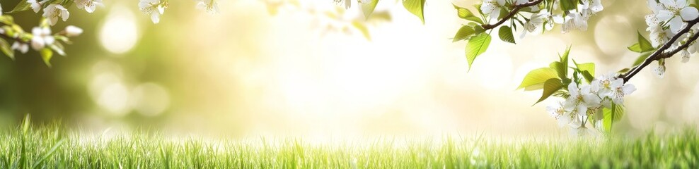 Poster - Cherry blossoms blooming in a natural park during spring.