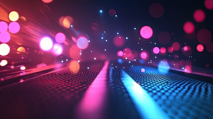 Aufkleber - Futuristic abstract background with geometric patterns and light effects. Copy space on the right.
