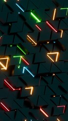 Poster - Abstract Digital Circuit with Vibrant Neon Lights