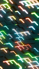 Poster - Abstract Geometric Grid with Neon Light Accents