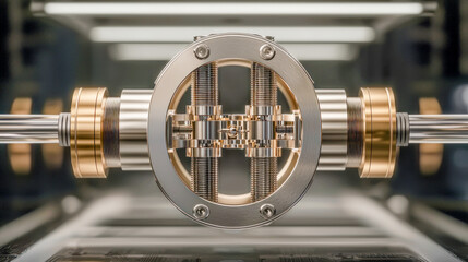 Representation of quantum processors with cooling systems and nested chips based on superconducting circuits symbolizing modern technological advancements in quantum computing