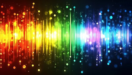 Poster - This 3D render features a neon background with glowing wavy lines and colorful bokeh lighting