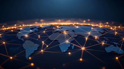 Poster - Digital art illustration, worldwide network connection, stock images