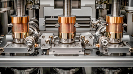 Representation of quantum processors with cooling systems and nested chips based on superconducting circuits symbolizing modern technological advancements in quantum computing