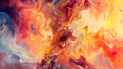 Aufkleber - Vibrant abstract painting with swirling colors blending into a fluid pattern