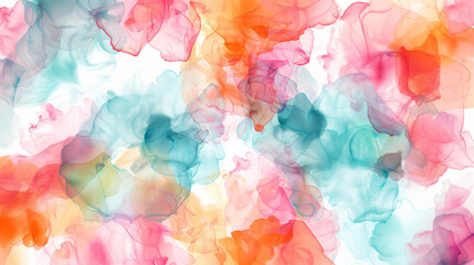 Aufkleber - Abstract alcohol ink artwork featuring a blend of pink, orange, and teal colors