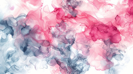 Poster - Abstract fluid art painting in alcohol ink technique creating a dreamy effect in pink and gray