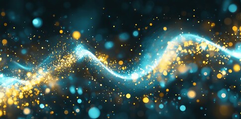 Poster - The blue wave pattern on a dark background represents the future of data technology.