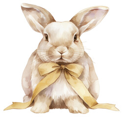 Poster - PNG Adorable rabbit with yellow bow