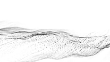 Fototapete - Technology white wave of particles. Big data visualization. Analytics representation. Digital background. 3d rendering.