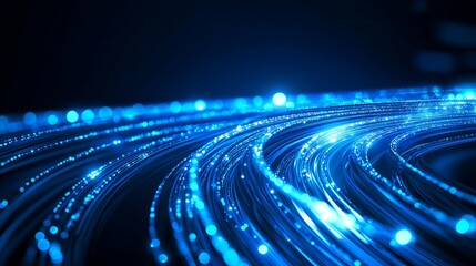 Poster - In the background, there are blue abstract lines defining the direction and defining the technology.