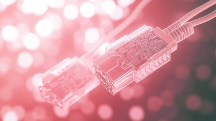 Poster - Data center network cables close up with a fiber optic background