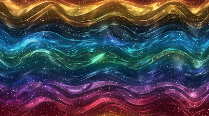 Poster - Vibrant wavy background with sparkling particles, perfect for tech, music, or fashion projects