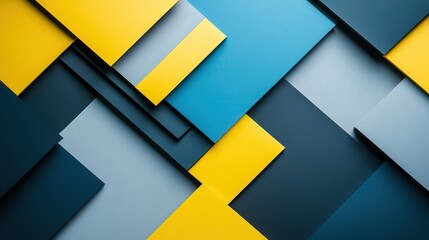 Colorful geometric shapes in yellow, blue, and grey create an engaging modern backdrop, ideal for artistic and design applications