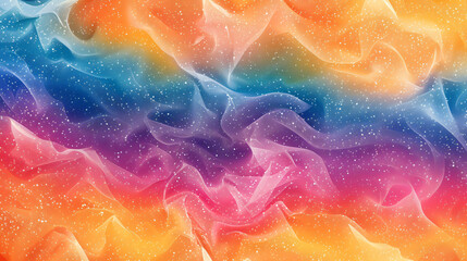 Poster - Vibrant wavy pattern and glittering particles on abstract background, ideal for festive and celebratory designs